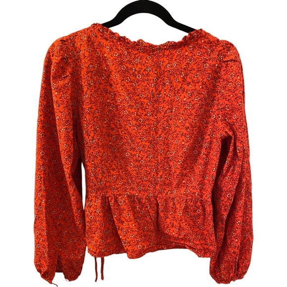 Universal Thread wrap long-sleeve top. Size M. Burnt orange floral pattern - Picture 8 of 15